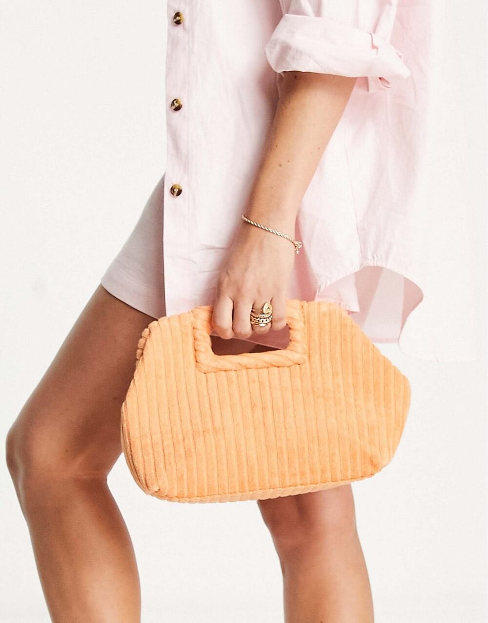 TOPSHOP Gracie Towelling Grab Bag Orange Terrycloth Mini Handbag Vacation